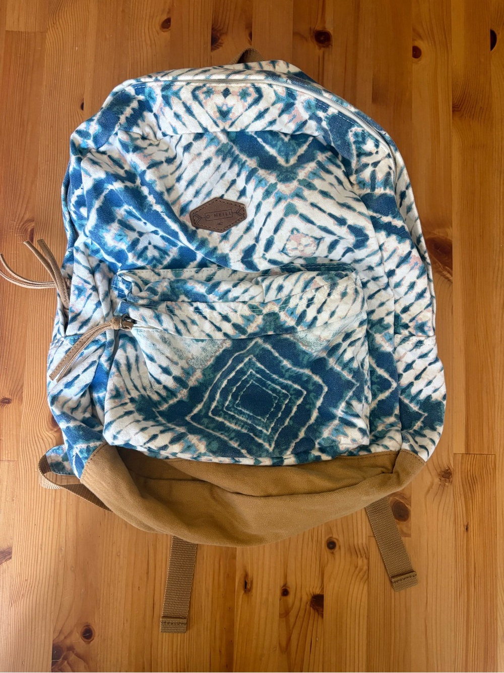 O’Neill Blue Cream Boho Geometric Canvas Backpack